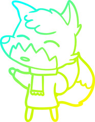 cold gradient line drawing cartoon fox