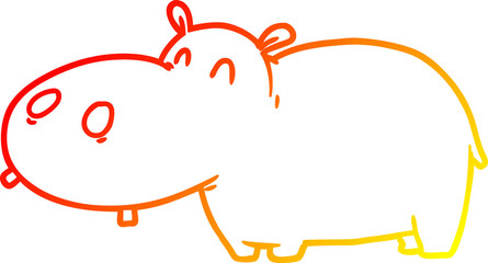 warm gradient line drawing cartoon hippo