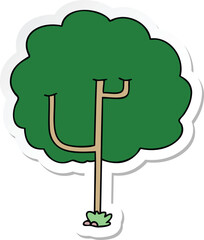 sticker of a quirky hand drawn cartoon tree