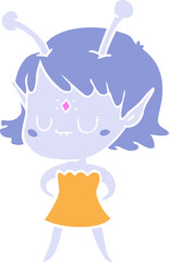 flat color style cartoon alien girl