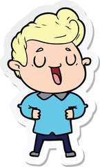 sticker of a happy cartoon man