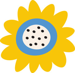 Cute colorful flower with ornament flat icon Spring decor element