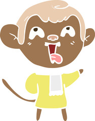 crazy flat color style cartoon monkey wearing scarf