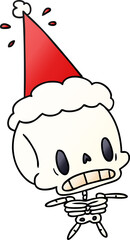 christmas gradient cartoon of kawaii skeleton