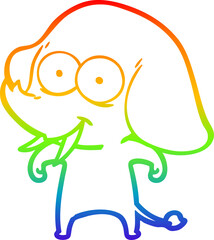 rainbow gradient line drawing happy cartoon elephant