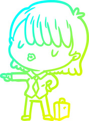 cold gradient line drawing efficient businesswoman giving orders