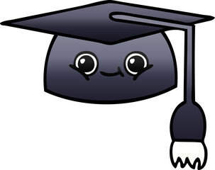 gradient shaded cartoon graduation hat