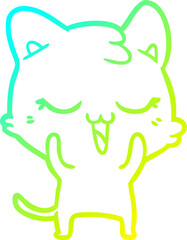 cold gradient line drawing cartoon cat