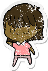 distressed sticker of a cartoon woman