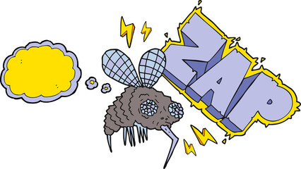 thought bubble cartoon fly zapped