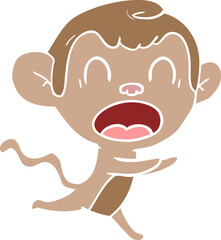 shouting flat color style cartoon monkey