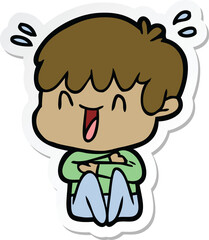 Obraz premium sticker of a cartoon laughing boy