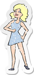 retro distressed sticker of a cartoon proud woman