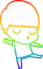 rainbow gradient line drawing cartoon calm boy