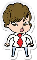 sticker of a cartoon woman