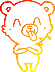warm gradient line drawing rude cartoon bear