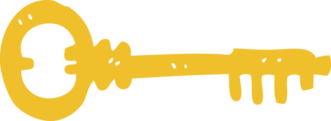 flat color illustration of a cartoon key © lineartestpilot