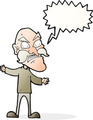 cartoon angry old man with speech bubble