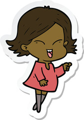 sticker of a happy cartoon girl