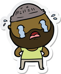 Obraz premium sticker of a cartoon bearded man crying