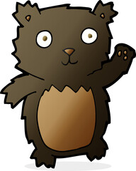 cartoon waving black bear cub