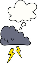 cartoon storm cloud and thought bubble