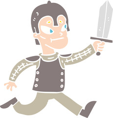 flat color illustration cartoon medieval warrior