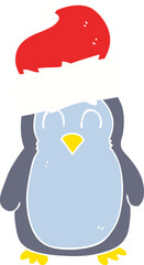flat color illustration of a cartoon penguin