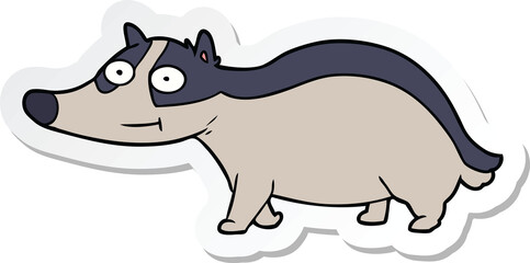 sticker of a cartoon friendly badger