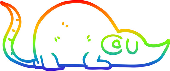 rainbow gradient line drawing cartoon mouse