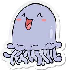 sticker of a cartoon jellyfish