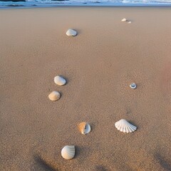 seashells on the sand beach - generative ai