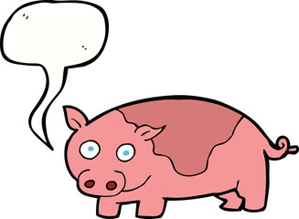 cartoon pig with speech bubble