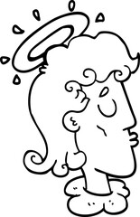 line drawing cartoon angel face
