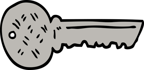 hand drawn doodle style cartoon key