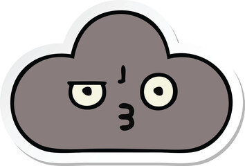 sticker of a cute cartoon storm cloud