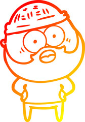 warm gradient line drawing cartoon bearded man