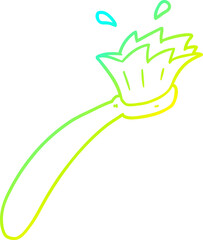 cold gradient line drawing cartoon tooth brush
