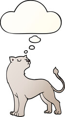 cartoon lioness and thought bubble in smooth gradient style