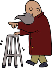 cartoon doodle old man pointing