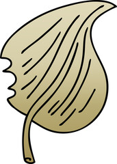 quirky gradient shaded cartoon munched leaf