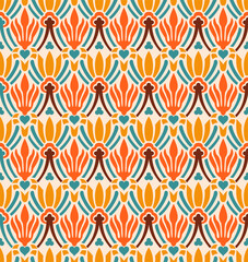 Seamless geometric vintage pattern in 70s 60s trendy style. Vector illustration.