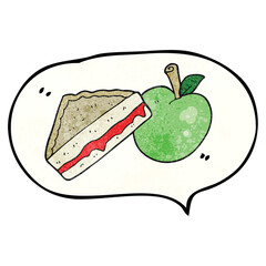speech bubble textured cartoon packed lunch