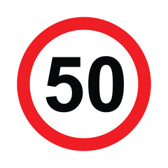 Speed limit traffic sign 50, vector illustration