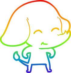 rainbow gradient line drawing cute cartoon elephant