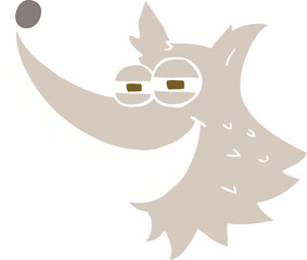 flat color illustration of a cartoon crazy wolf