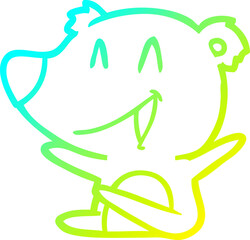 cold gradient line drawing laughing bear cartoon