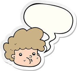cartoon boy and speech bubble sticker