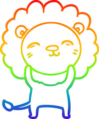 rainbow gradient line drawing cartoon lion