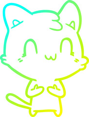 cold gradient line drawing cartoon happy cat